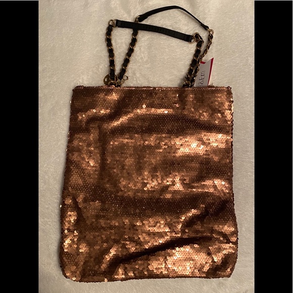 R&Em - Bronze Sequin Tote Bag (NWT - WITH FLAW) - Picture 2 of 10